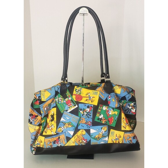Vintage Disney Travel the Countries of the World Canvas Duffle Bag Mickey Goofy - Picture 4 of 13